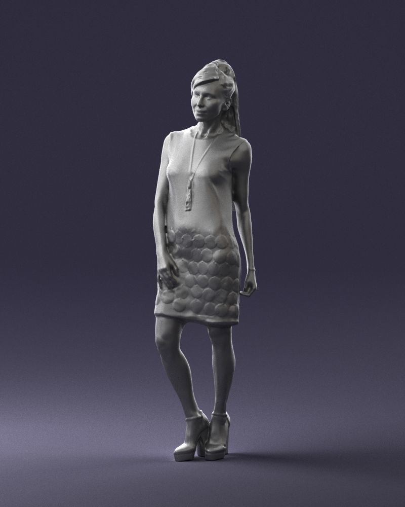 Blonde in a black dress 0360 3D Print Ready 3D print model_31