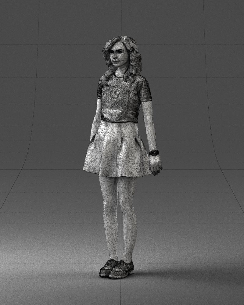 Blonde in a skirt with a tattoo 0267 3D Print Ready 3D print model_32