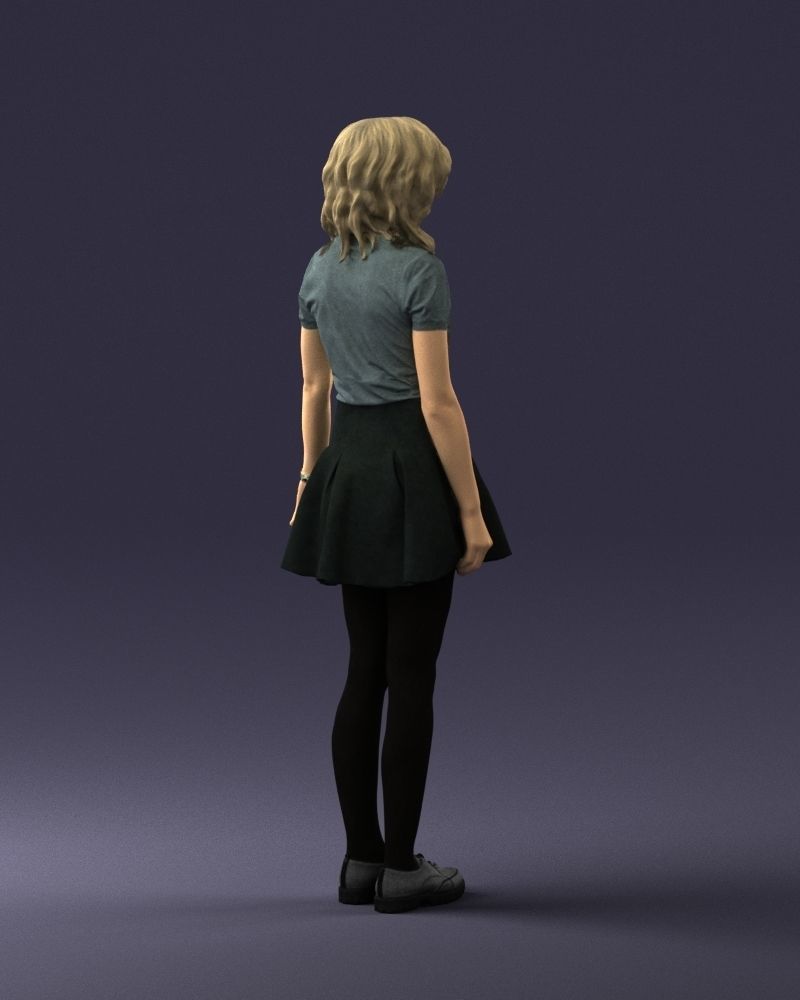 Blonde in a skirt with a tattoo 0267 3D Print Ready 3D print model_15