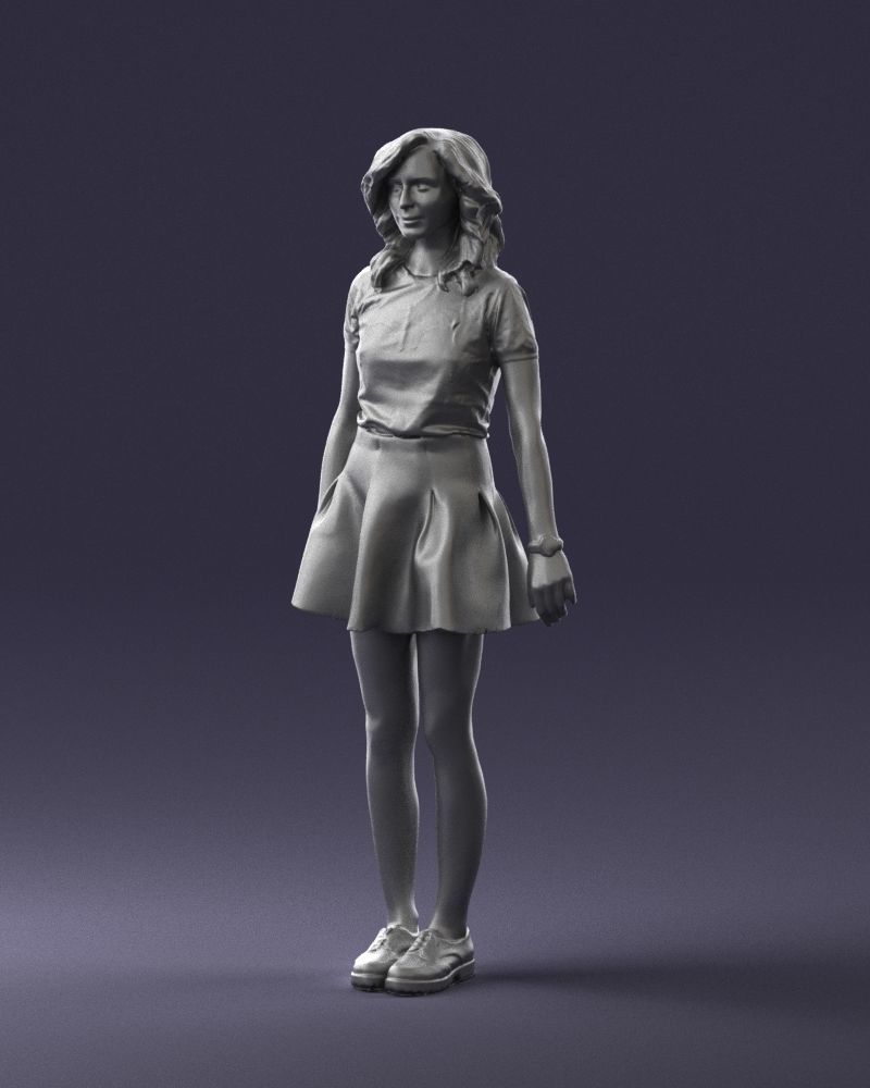 Blonde in a skirt with a tattoo 0267 3D Print Ready 3D print model_31