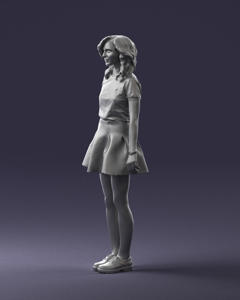 Blonde in a skirt with a tattoo 0267 3D Print Ready 3D print model_28