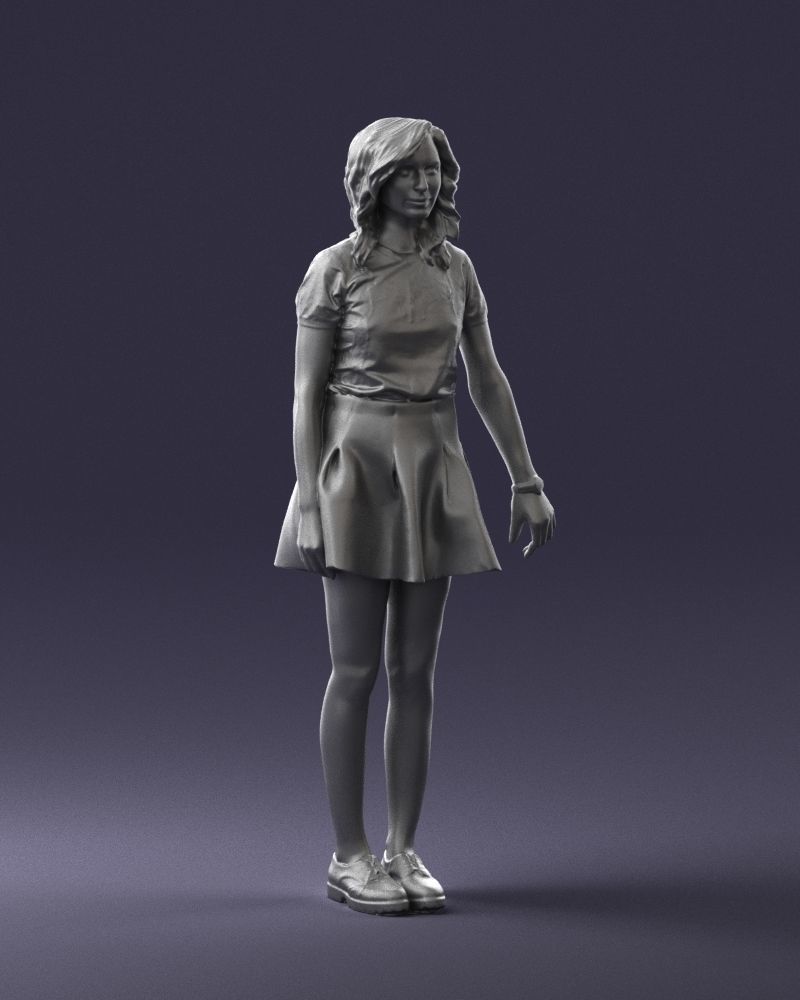 Blonde in a skirt with a tattoo 0267 3D Print Ready 3D print model_7
