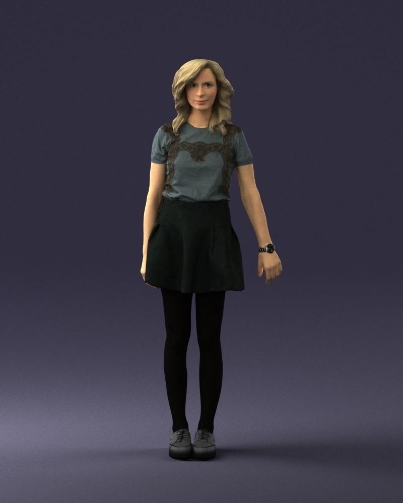 Blonde in a skirt with a tattoo 0267 3D Print Ready 3D print model_36