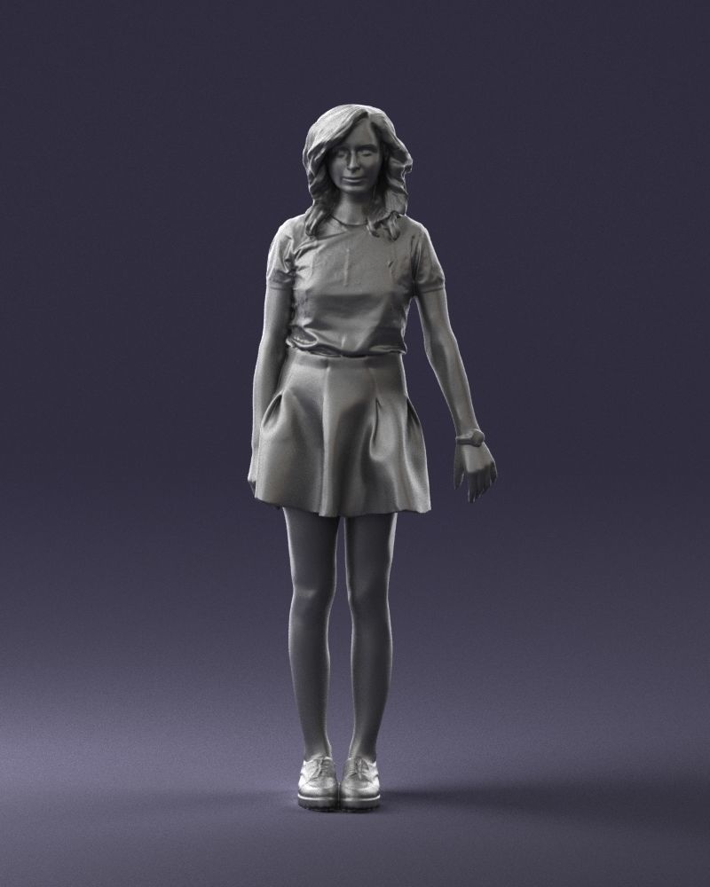 Blonde in a skirt with a tattoo 0267 3D Print Ready 3D print model_1