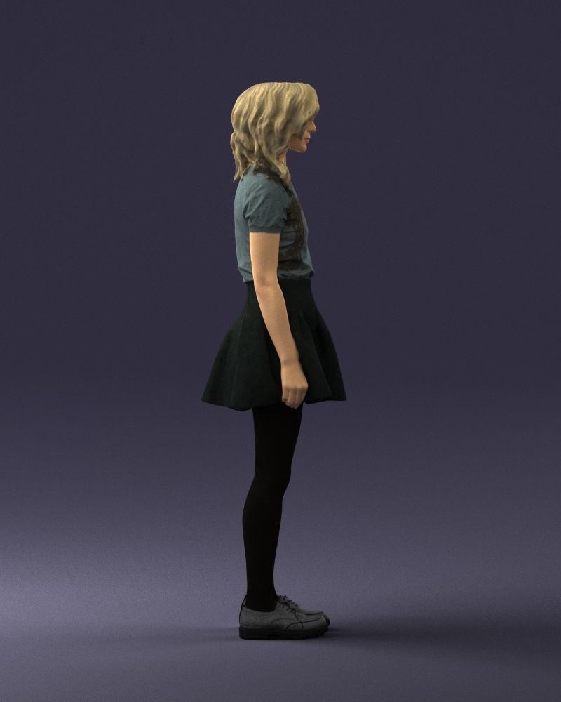 Blonde in a skirt with a tattoo 0267 3D Print Ready 3D print model_12