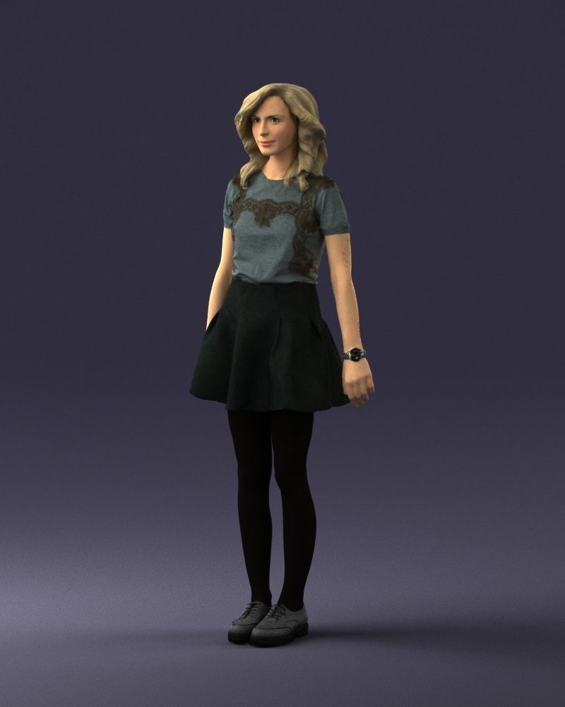 Blonde in a skirt with a tattoo 0267 3D Print Ready 3D print model_30