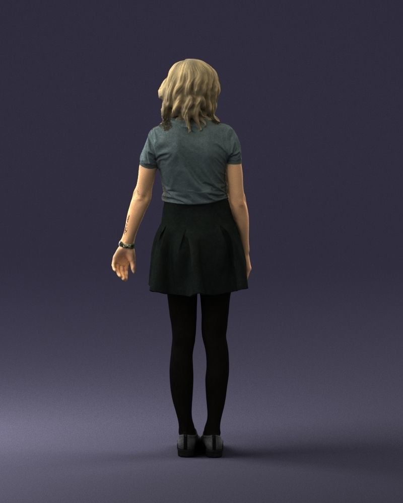Blonde in a skirt with a tattoo 0267 3D Print Ready 3D print model_18