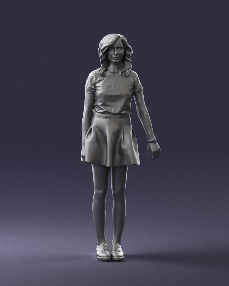 Blonde in a skirt with a tattoo 0267 3D Print Ready 3D print model_4