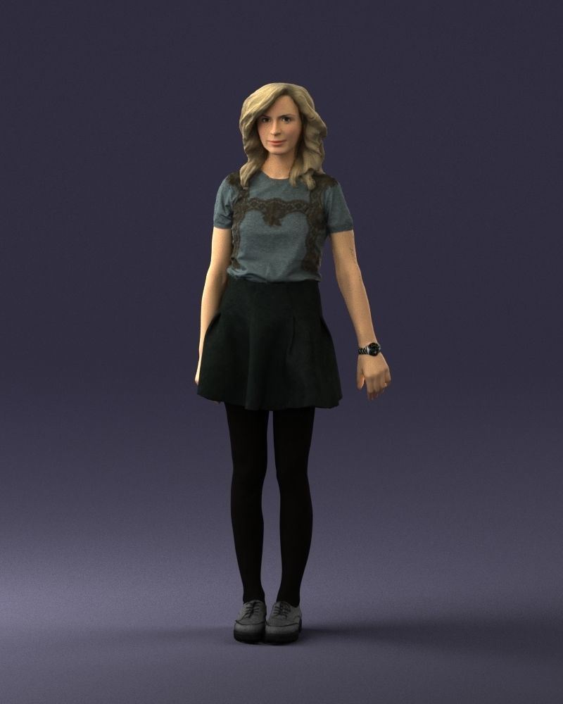 Blonde in a skirt with a tattoo 0267 3D Print Ready 3D print model_33