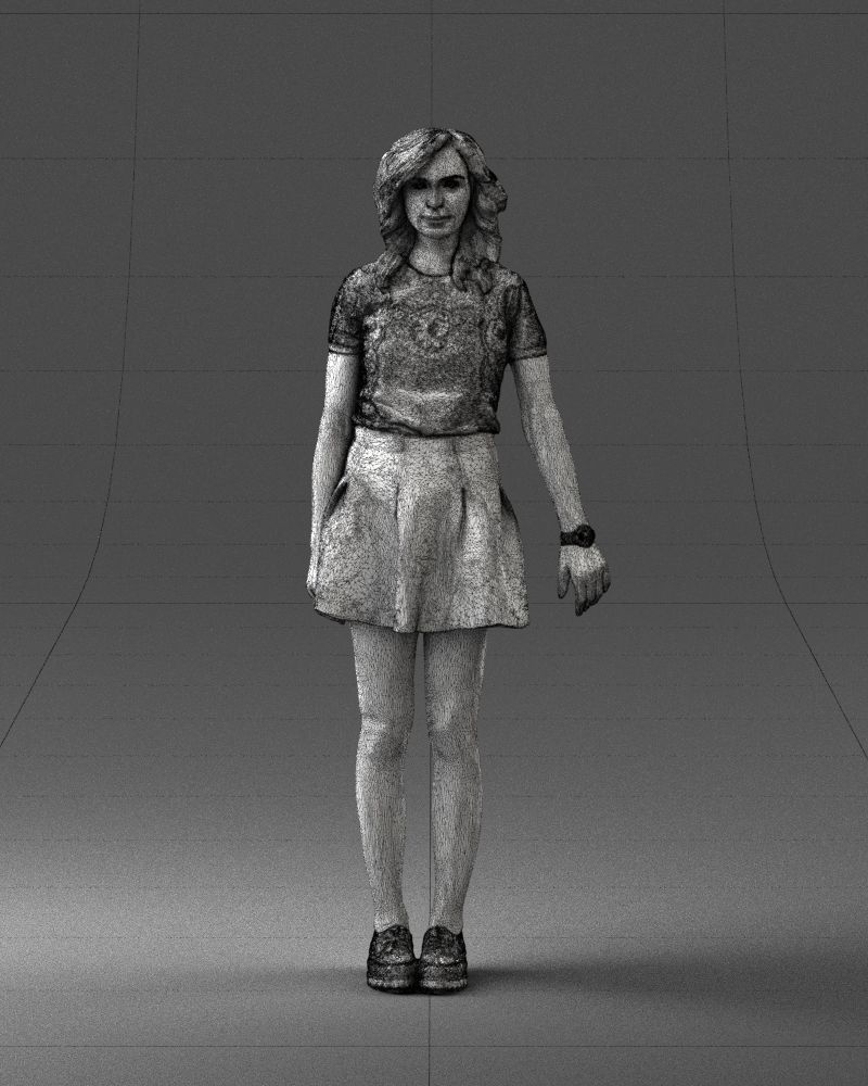 Blonde in a skirt with a tattoo 0267 3D Print Ready 3D print model_38
