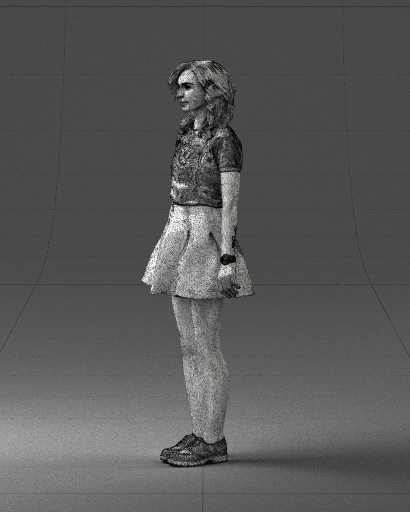 Blonde in a skirt with a tattoo 0267 3D Print Ready 3D print model_29