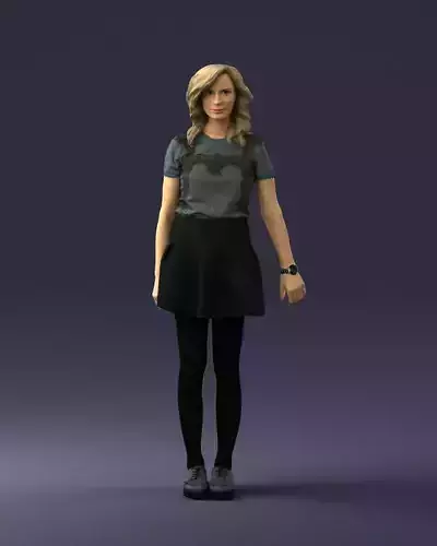 Blonde in a skirt with a tattoo 0267 3D Print Ready 3D print model