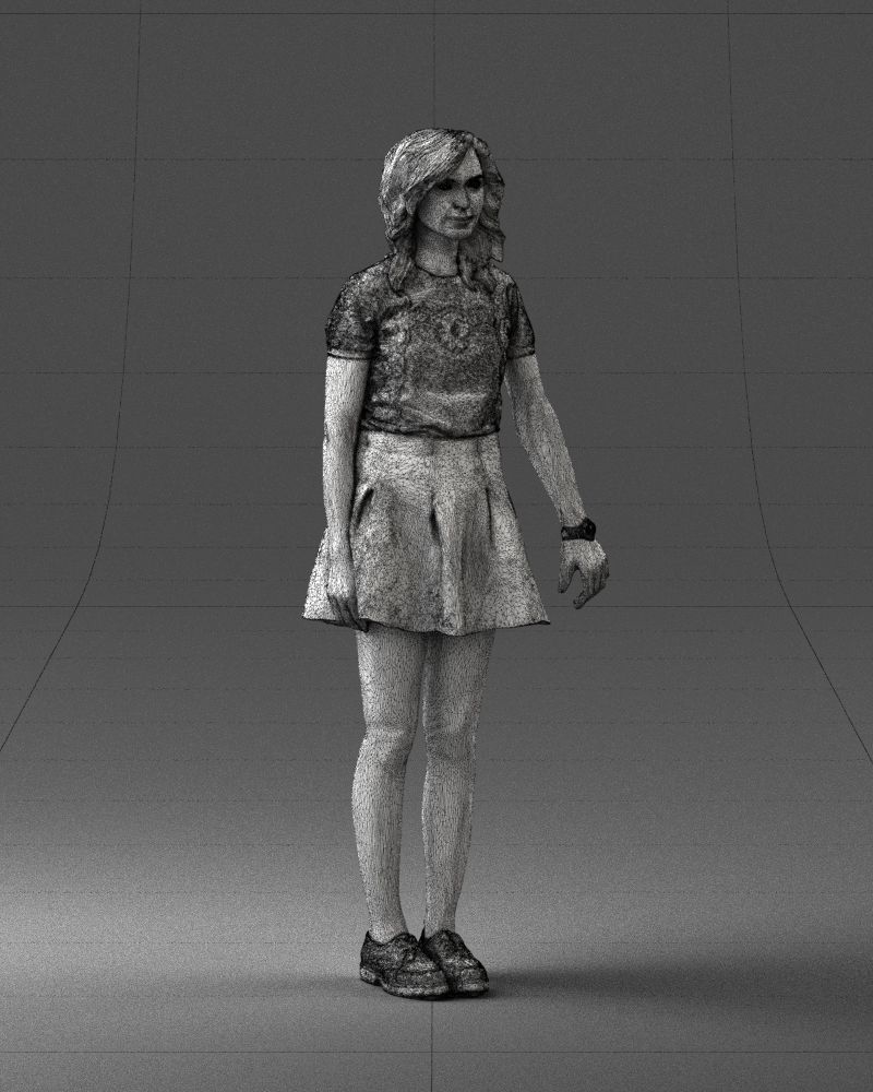 Blonde in a skirt with a tattoo 0267 3D Print Ready 3D print model_8