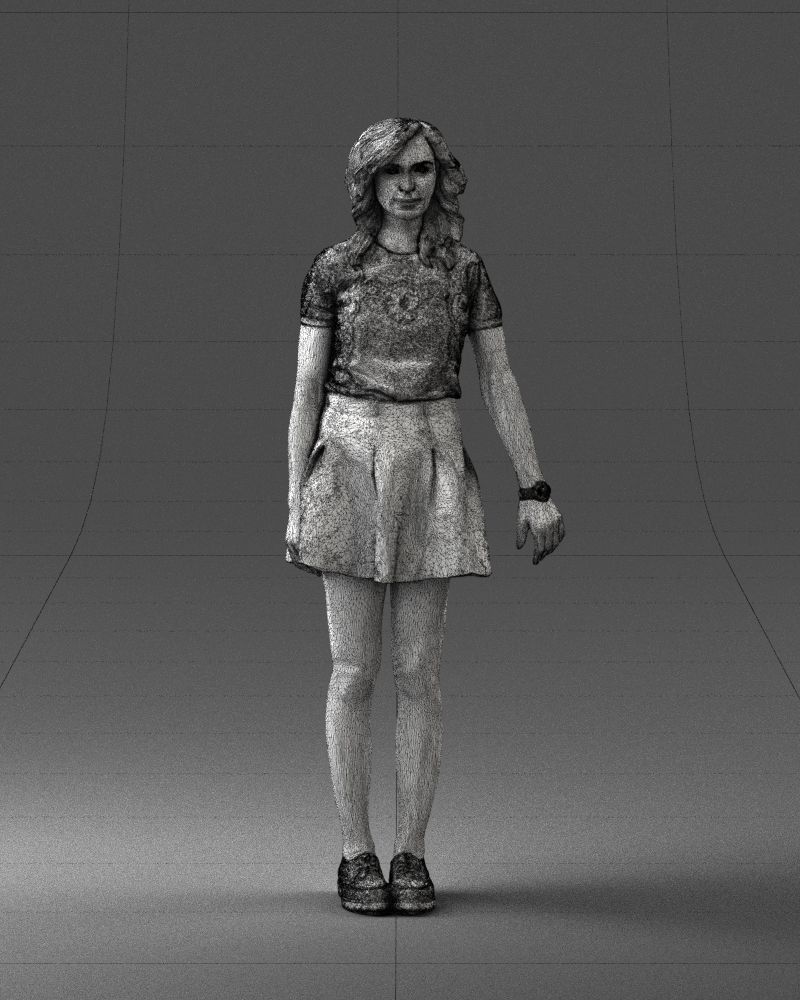 Blonde in a skirt with a tattoo 0267 3D Print Ready 3D print model_5