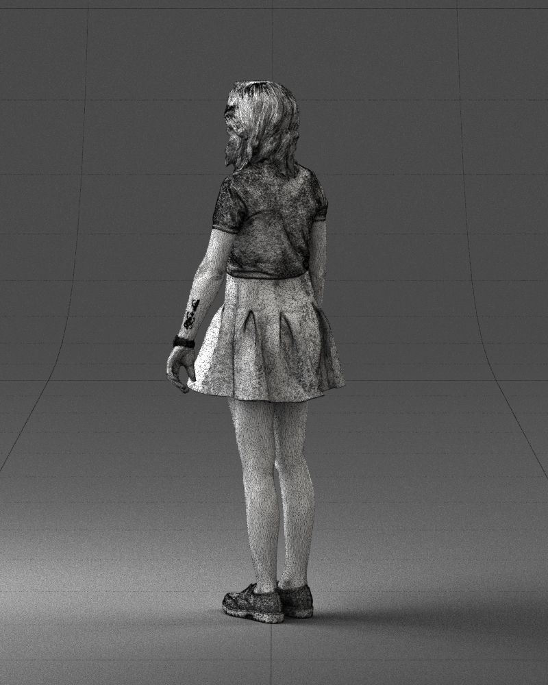 Blonde in a skirt with a tattoo 0267 3D Print Ready 3D print model_23
