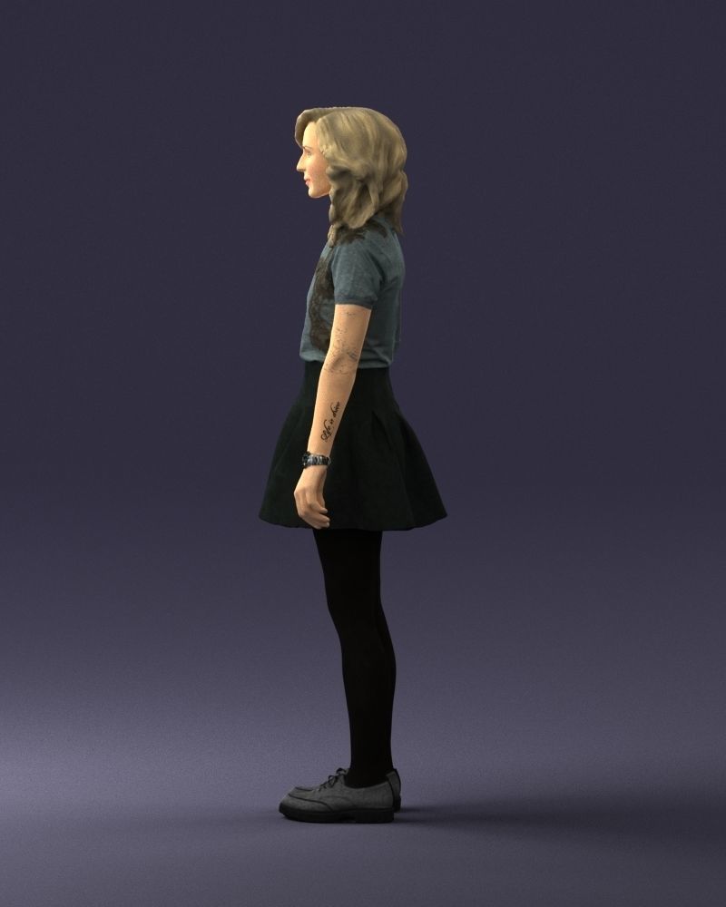 Blonde in a skirt with a tattoo 0267 3D Print Ready 3D print model_24
