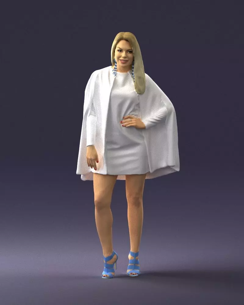 000568 Stylish Woman in White Outfit 3D Print Ready 3D print model