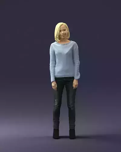 Blonde in blue sweater 0507 3D Print Ready
