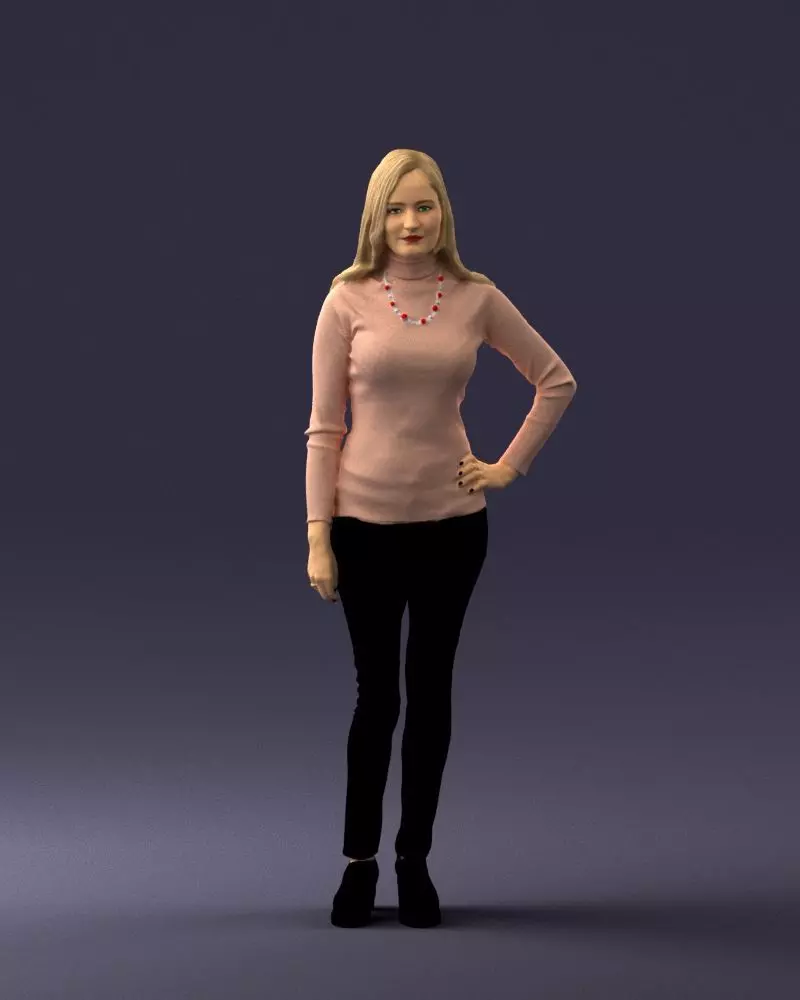 001873 Blonde in coffee sweater 0484 STL Miniature 3D print model