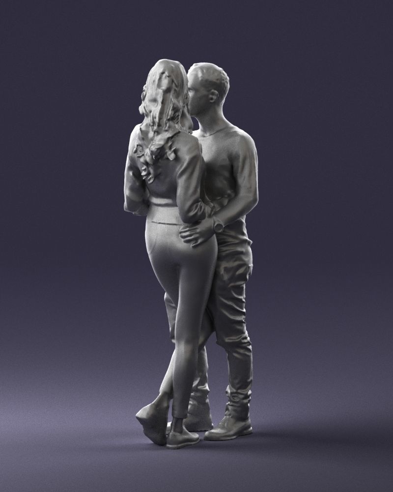 Blonde in red hugs a man 0359 3D model_22