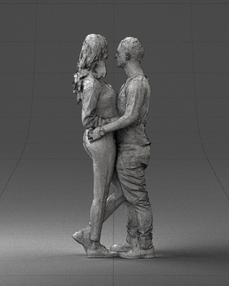 Blonde in red hugs a man 0359 3D model_20