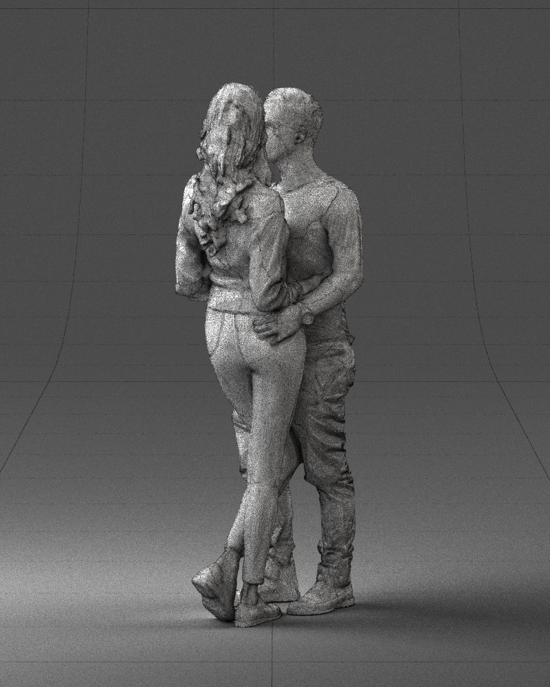 Blonde in red hugs a man 0359 3D model_23