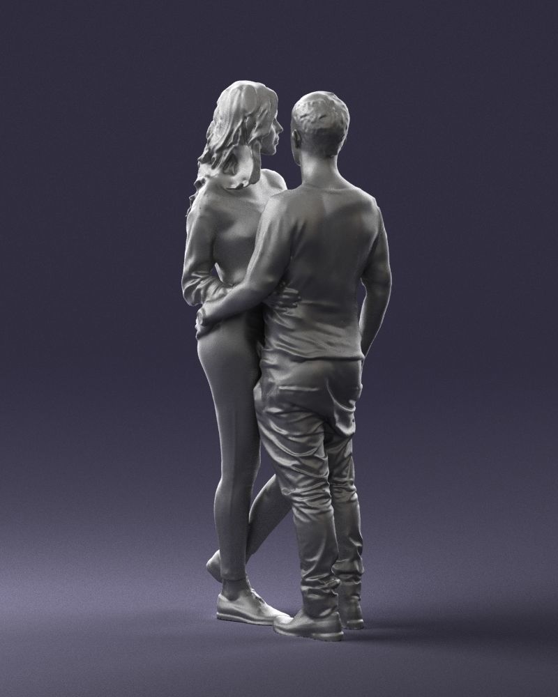 Blonde in red hugs a man 0359 3D model_16