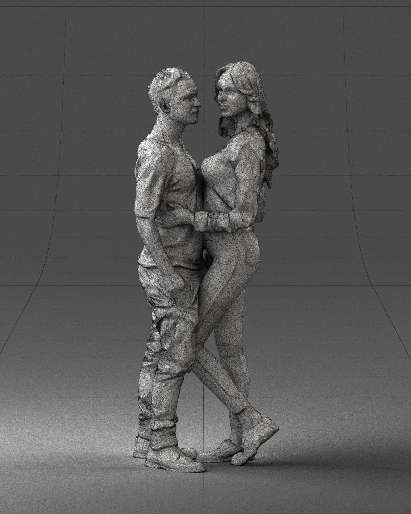 Blonde in red hugs a man 0359 3D Print Ready 3D print model_35