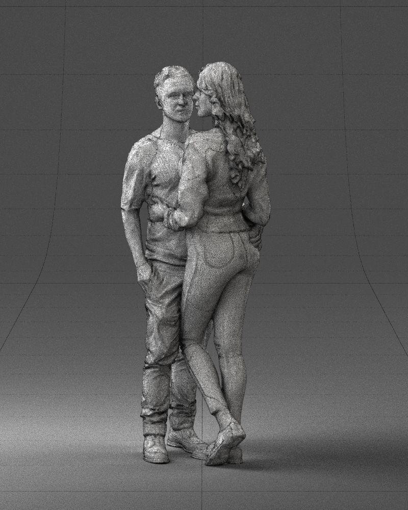 Blonde in red hugs a man 0359 3D Print Ready 3D print model_29