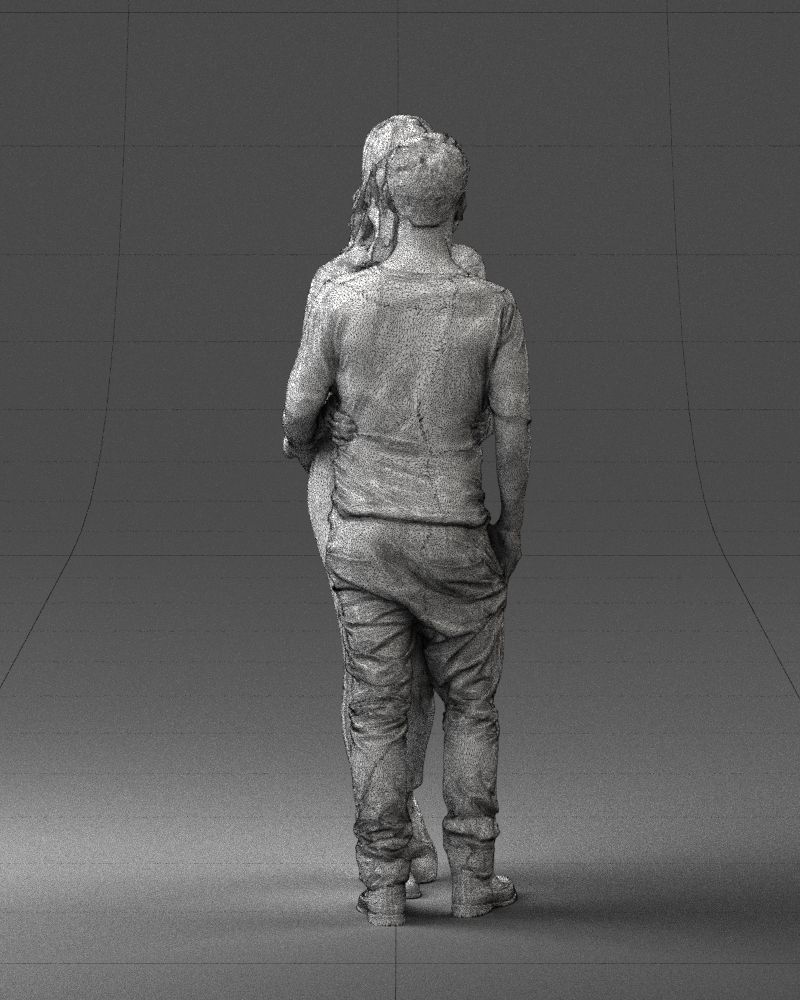 Blonde in red hugs a man 0359 3D Print Ready 3D print model_14