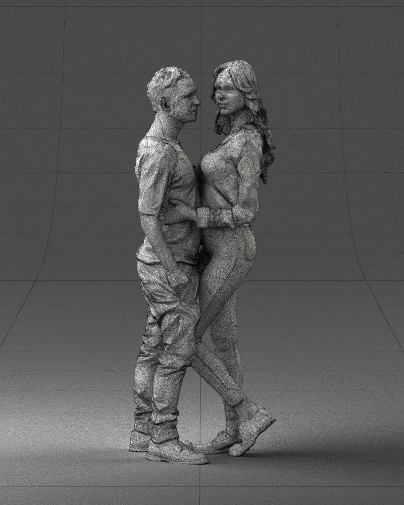 Blonde in red hugs a man 0359 3D Print Ready 3D print model_38