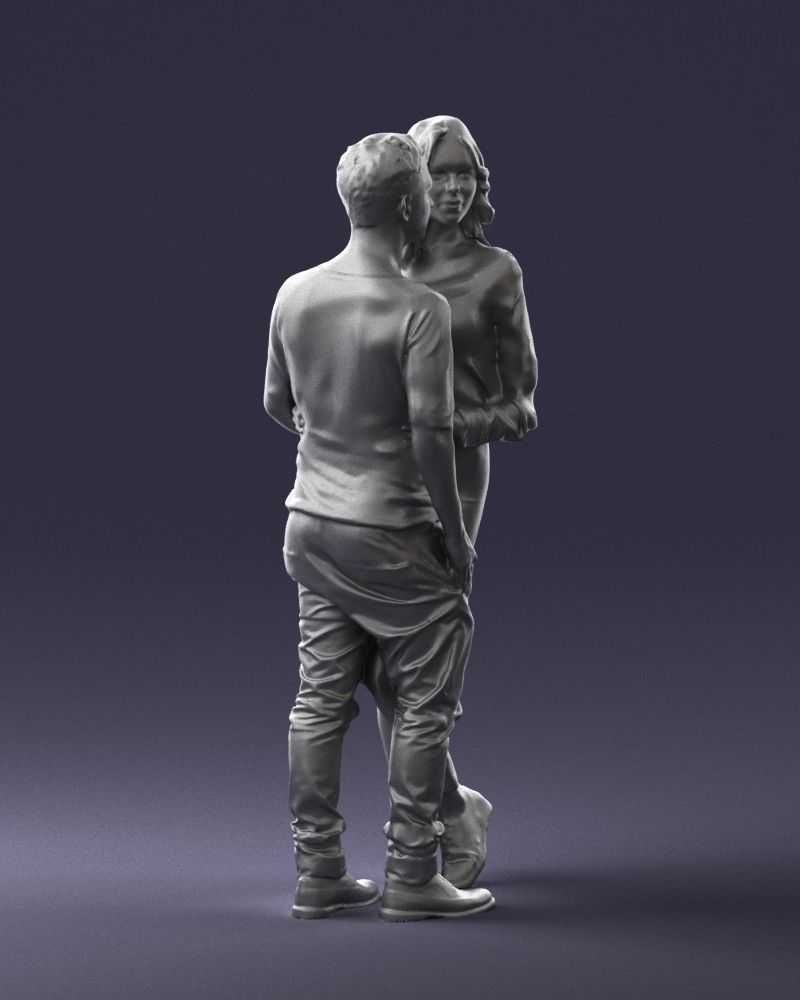 Blonde in red hugs a man 0359 3D Print Ready 3D print model_10