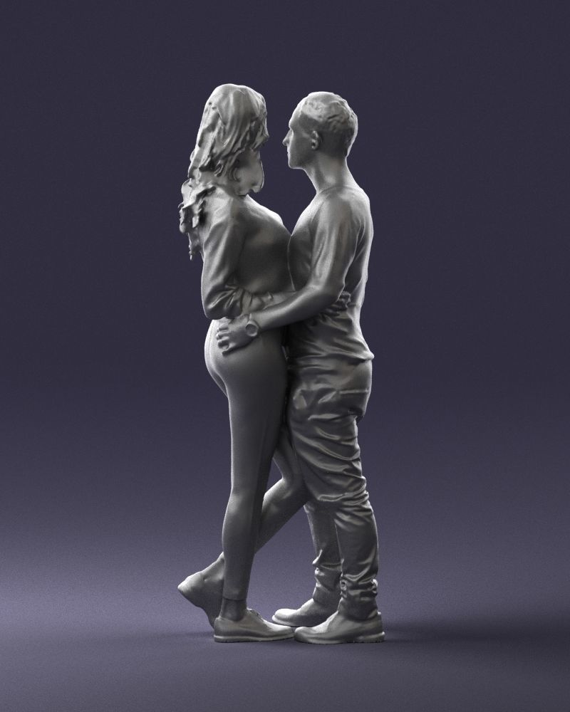 Blonde in red hugs a man 0359 3D Print Ready 3D print model_19