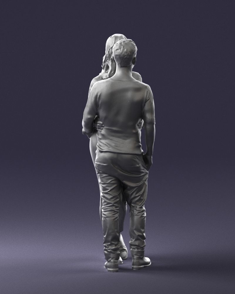 Blonde in red hugs a man 0359 3D Print Ready 3D print model_13