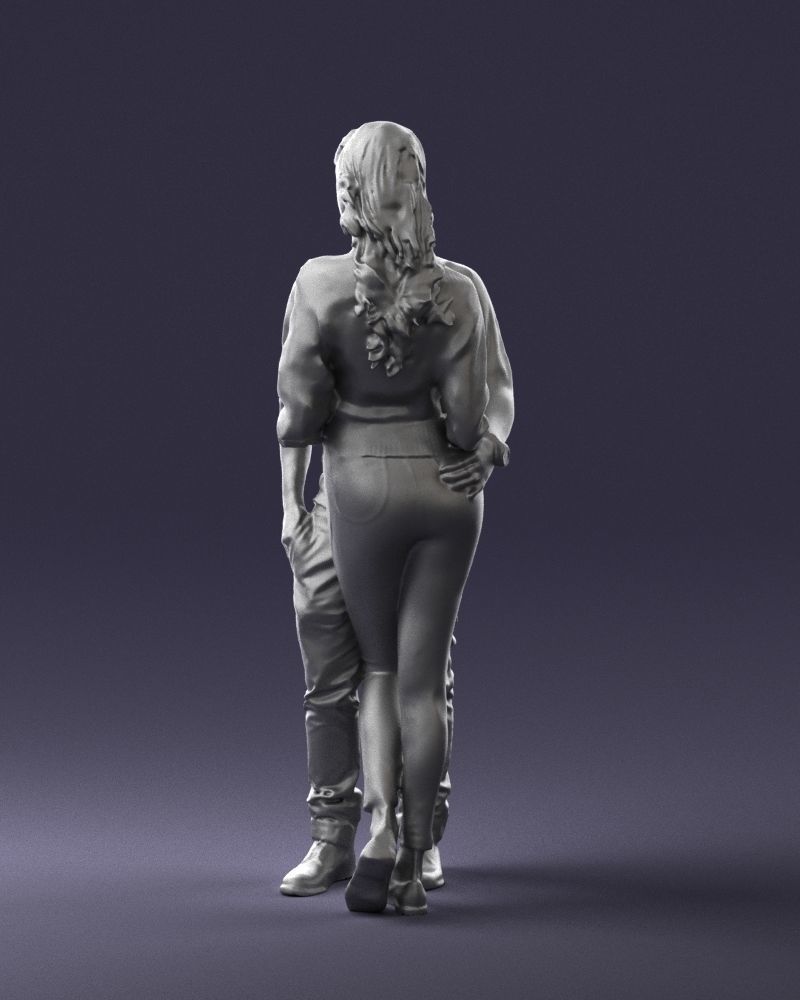 Blonde in red hugs a man 0359 3D Print Ready 3D print model_25