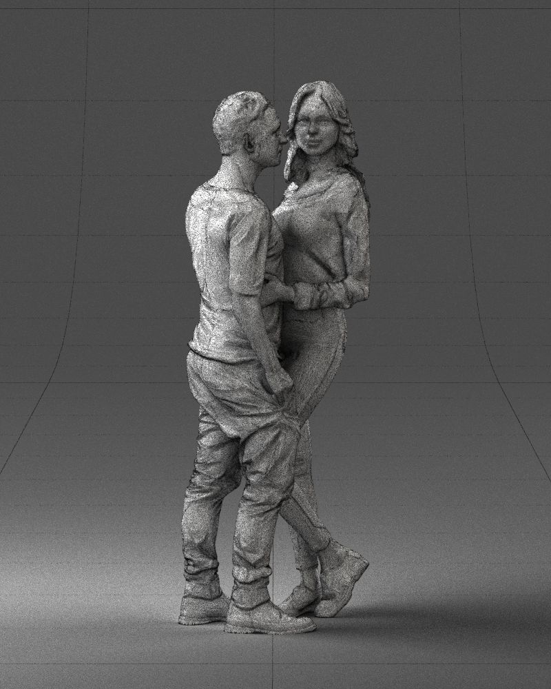 Blonde in red hugs a man 0359 3D Print Ready 3D print model_8
