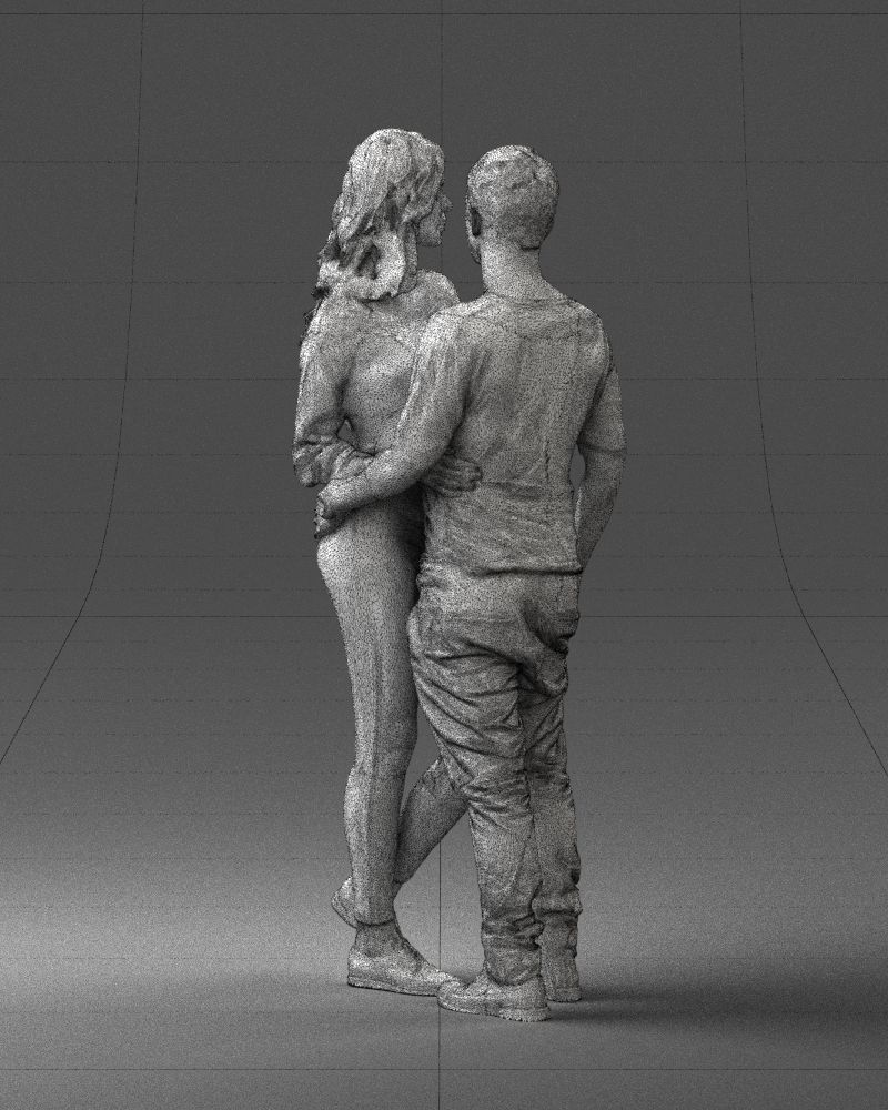 Blonde in red hugs a man 0359 3D Print Ready 3D print model_17