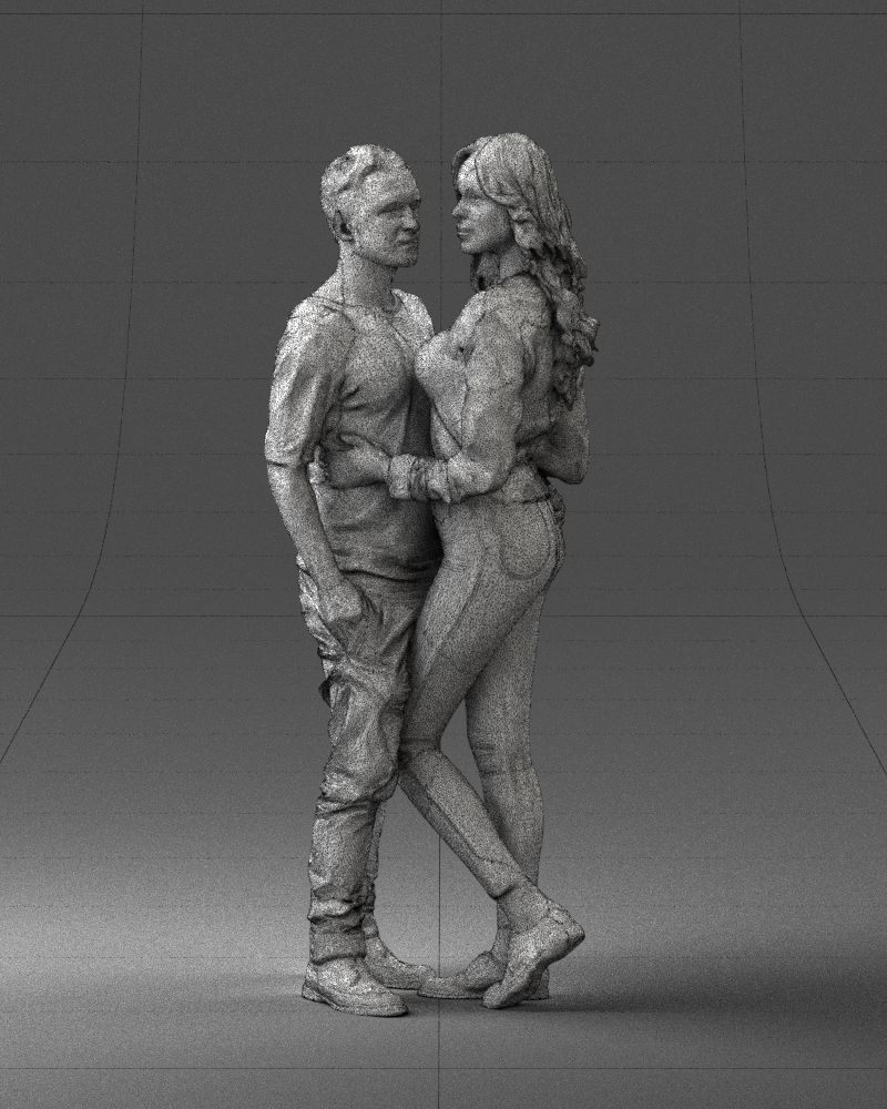 Blonde in red hugs a man 0359 3D Print Ready 3D print model_32