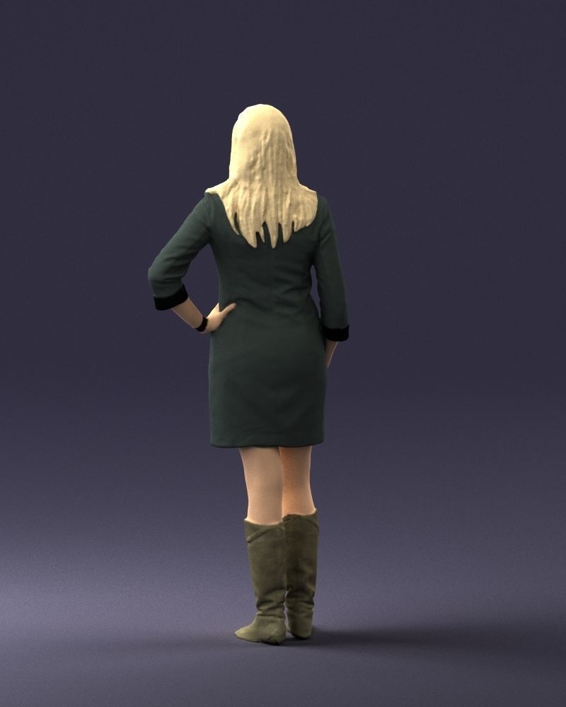 Blonde with long hair dress 0681 3D Print Ready 3D print model_18