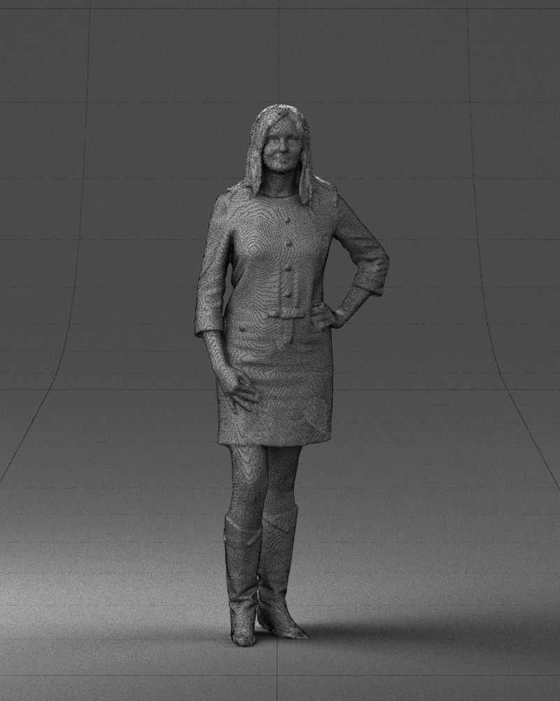 Blonde with long hair dress 0681 3D Print Ready 3D print model_2