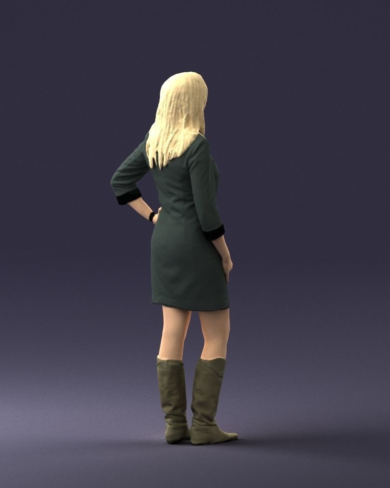 Blonde with long hair dress 0681 3D Print Ready 3D print model_24