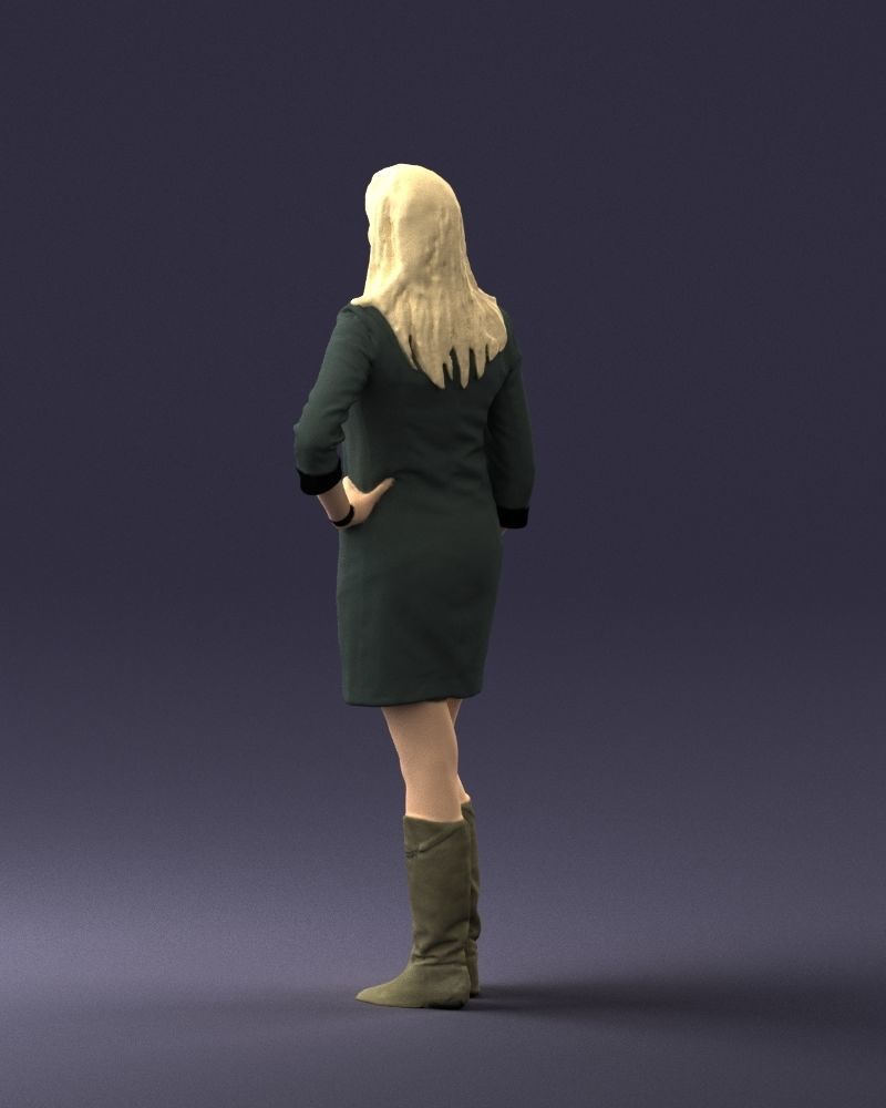 Blonde with long hair dress 0681 3D Print Ready 3D print model_15
