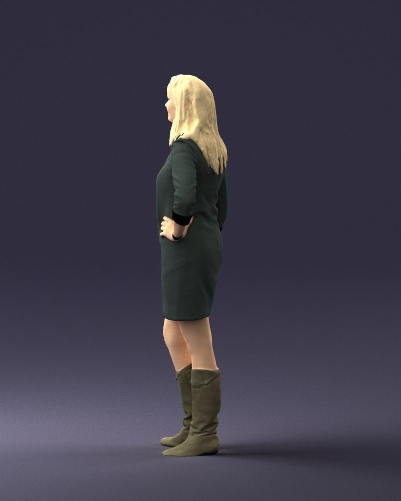 Blonde with long hair dress 0681 3D Print Ready 3D print model_12