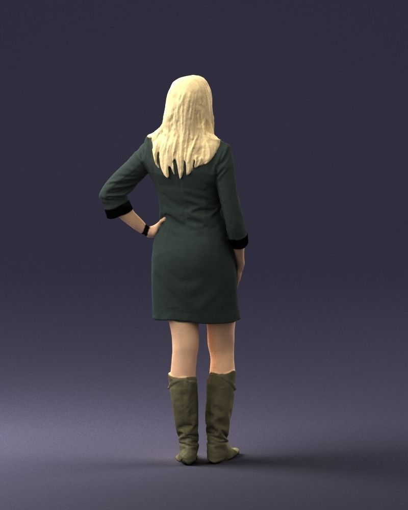 Blonde with long hair dress 0681 3D Print Ready 3D print model_21