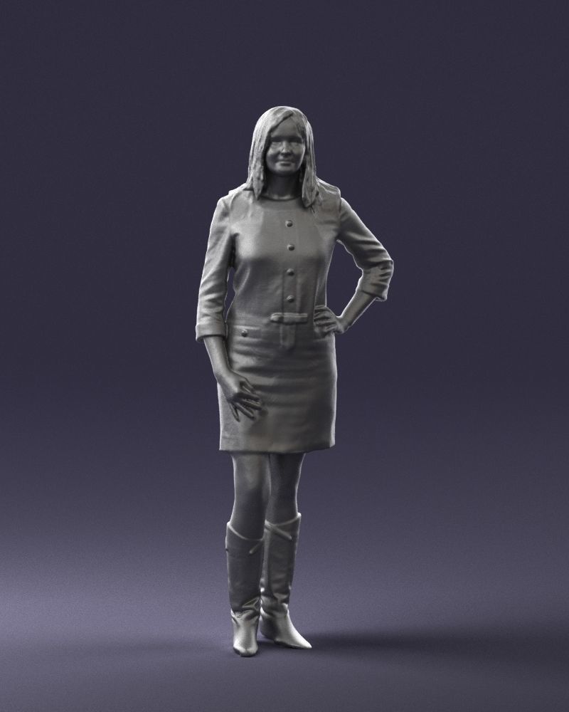 Blonde with long hair dress 0681 3D Print Ready 3D print model_1