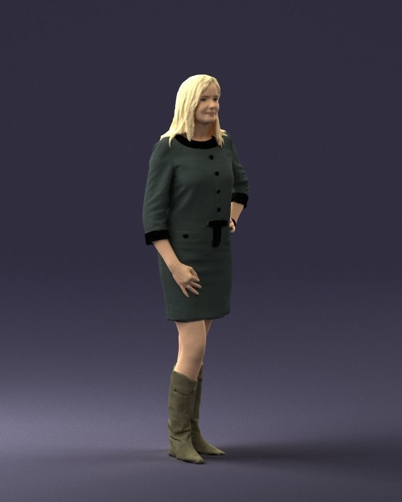 Blonde with long hair dress 0681 3D Print Ready 3D print model_33