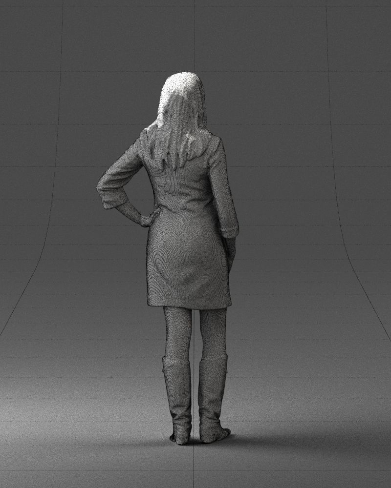 Blonde with long hair dress 0681 3D Print Ready 3D print model_23