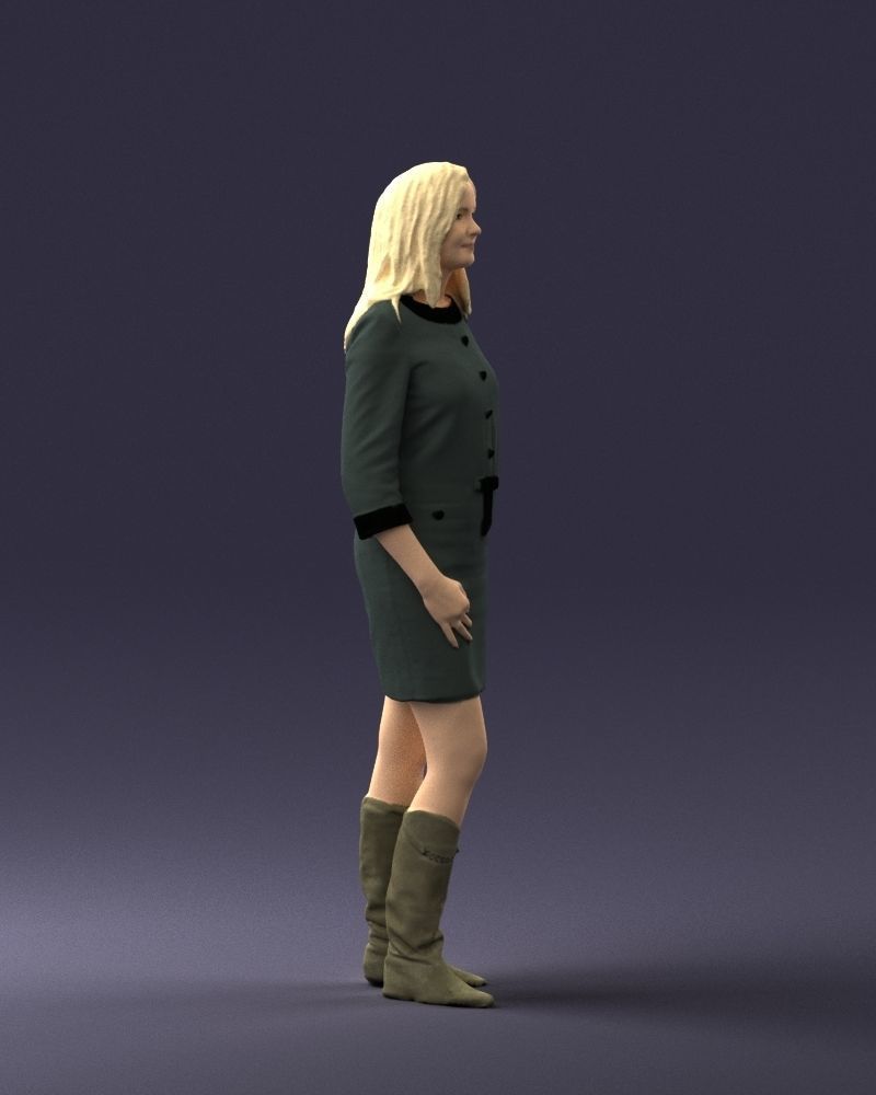 Blonde with long hair dress 0681 3D Print Ready 3D print model_30
