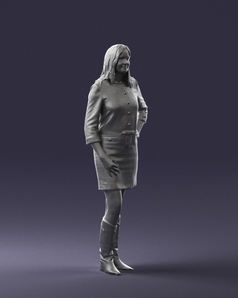 Blonde with long hair dress 0681 3D Print Ready 3D print model_34