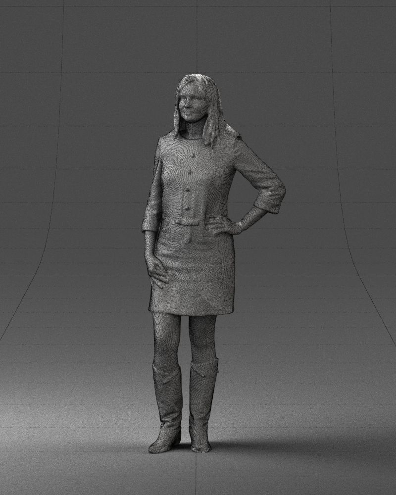 Blonde with long hair dress 0681 3D Print Ready 3D print model_5